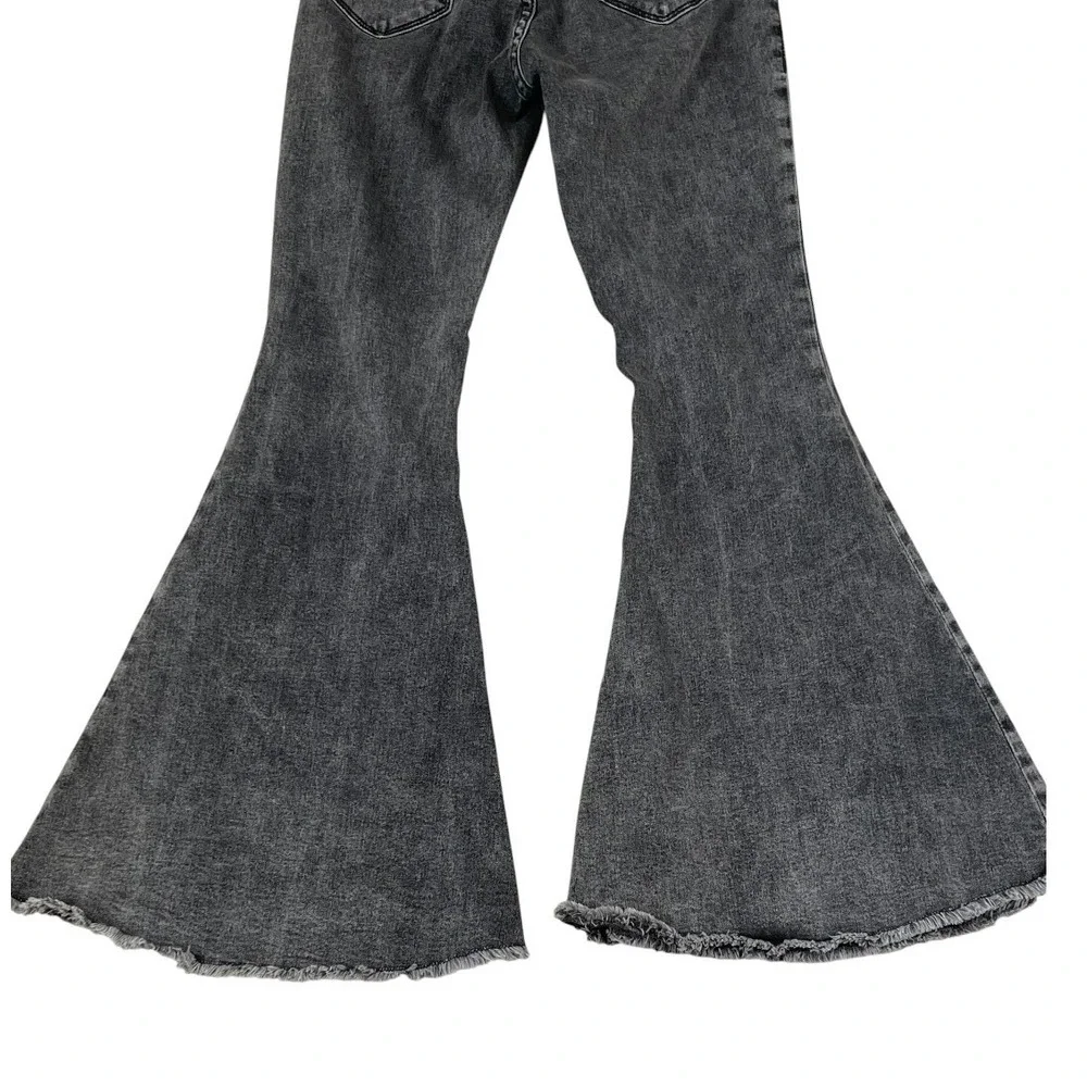 Rock & Roll Denim Bell Bottom Jeans Womens 26 Black Excellent High Rise Flare - Picture 7 of 15